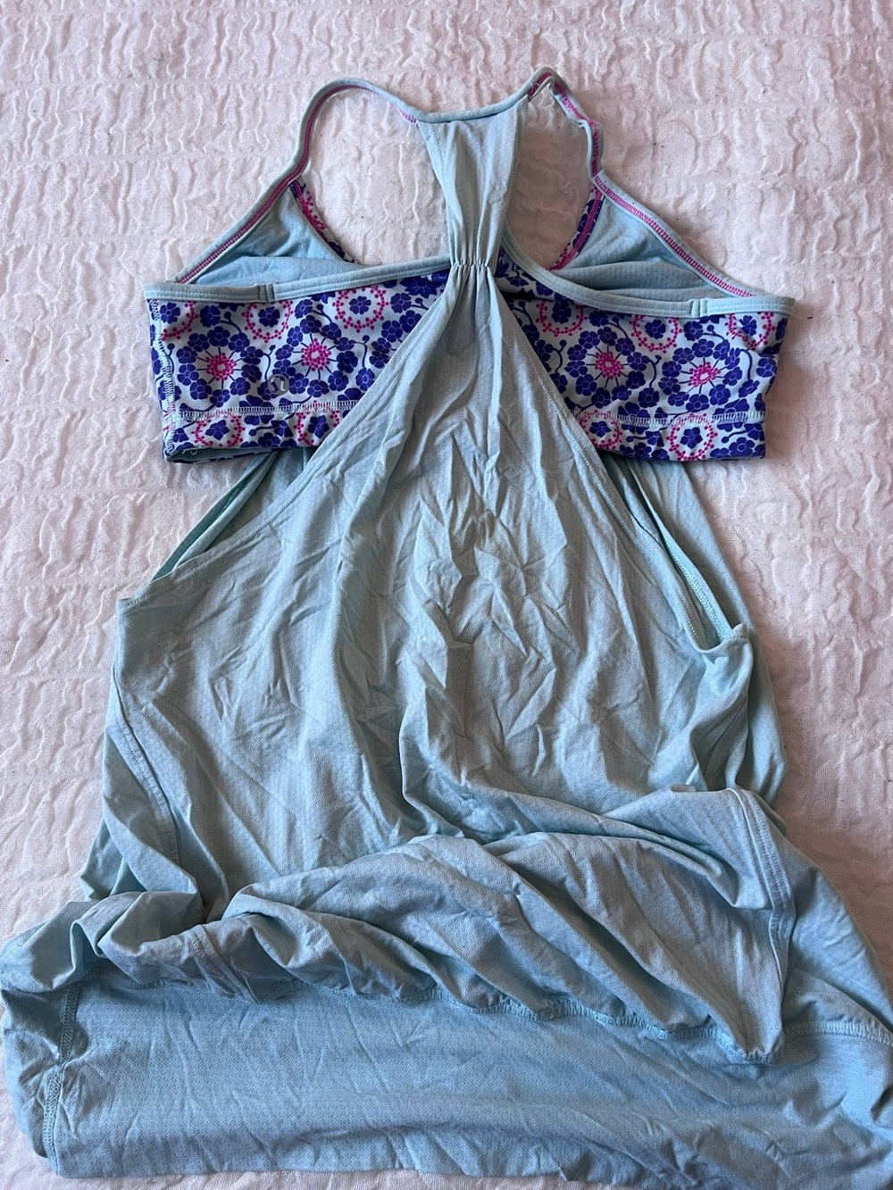 lululemon athletica Light Mint Tank with Floral Built-In Bra